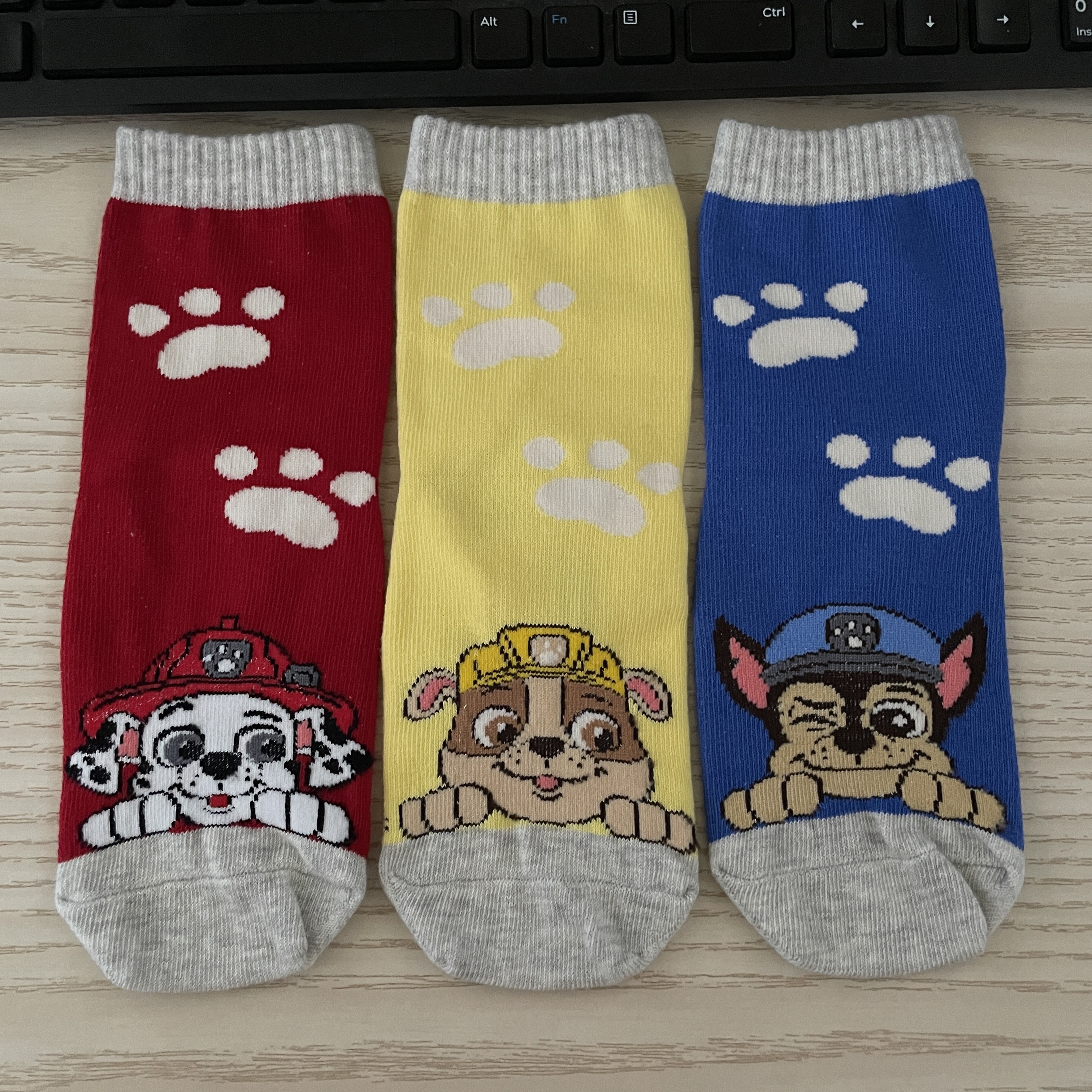 3CS/Pair Genuine Cartoon Spring Autumn Chase Marshall Rubble Everest Skye Knit Socks Boys Girls Accessories Sock 3-7T PA1829A-3pairs 16-18cm (3-7T)